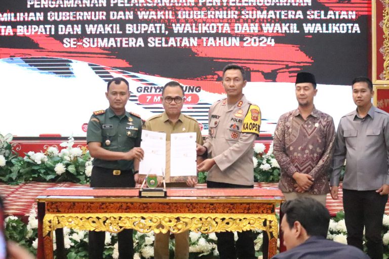 Pj Bupati Banyuasin Tandatangani Nphd Dana Hibah Pengamanan